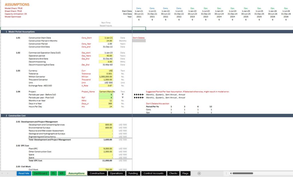 Cement Manufacturing Unit – Project Model with 3 Statements, Cash ...