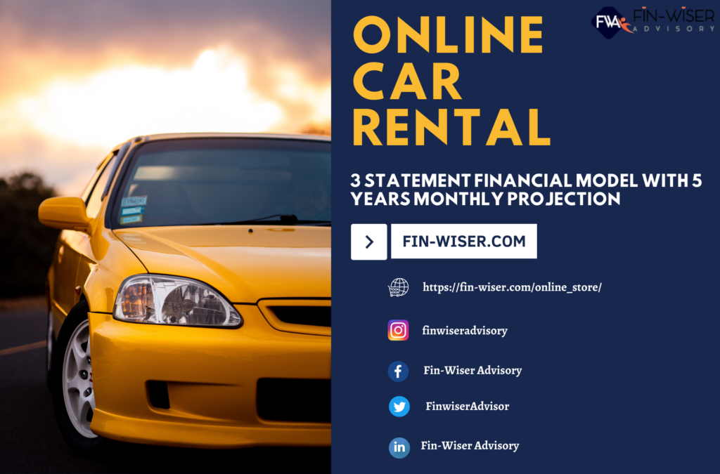 Online Car Rental – 3 Statement Financial Model with 5 years Monthly Projection