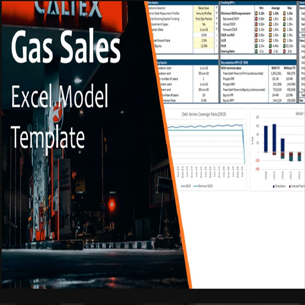 Gas Sales & Distribution Model Template with 3 Statements and Valuation