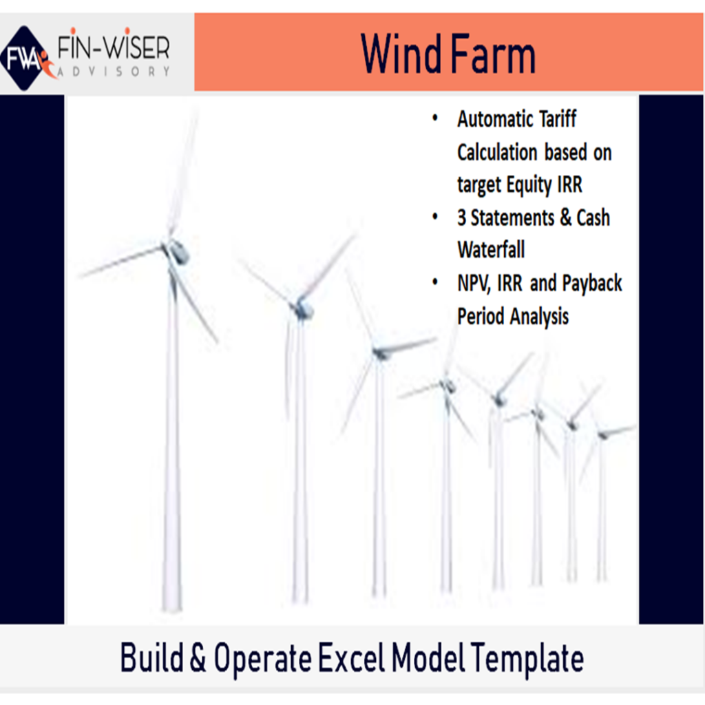 Wind Farm Model - Automated Tariff Calculator with Integrated Financial Statement, Cash Waterfall & NPV-IRR Analysis